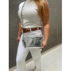 Bolsas Feminina Croco Metalizada Alça Transversal Bolsa Balada Festa m