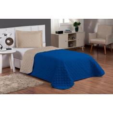 Jogo De Cama Solteiro Cobre Leito Dupla Face Com Viés azul royal/azul 