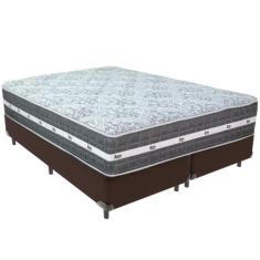 Cama Box Marrom e Colchão Black Graphite Molas Ensacadas King 193x203X