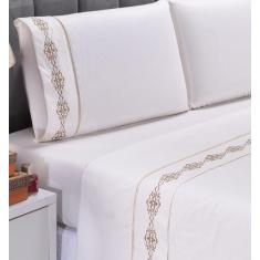 Jogo lençol Diamante quarto casal king bordado 4 peças 2fronha - Shopp