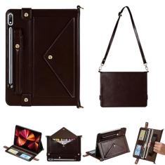 Bolsa de ombro para tablet Samsung Galaxy Tab S9 FE/S9/S8/S7 11 polegadas, alça de mão retrô de couro PU, alça de ombro transversal, suporte para cartões, bolso S, suporte para caneta, capa protetora,