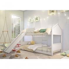 Beliche Juvenil Casinha Branca Com Escorregador E Colchões