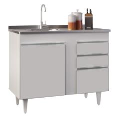 Balcão Gabinete 100cm Sem Tampo 3 Portas 2 Gavetas Luziania Branco - Lumil Móveis