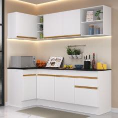 Cozinha Compacta De Canto Com Rodapé Veneza Multimóveis Mp2093 Com Armário E Balcão Branca