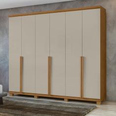Guarda-roupa 6 Portas 4 Gavetas 100% Mdf Alonzo Com Pés Amêndoa Clean-off White