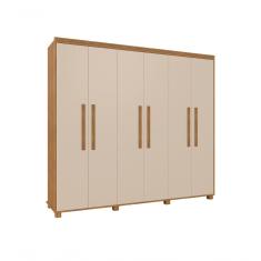 Guarda Roupa Casal Madri 100% Mdf Pés Madeira Camas Fênix cinomomo-off White