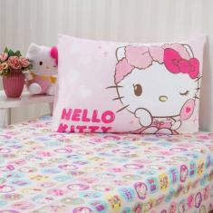 Jogo De Cama Solteiro 2 Pçs Hello Kitty 88x188x30 Skin Care - BENE CAS