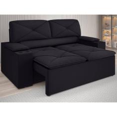 Sofá com Porta Copos Retrátil e Reclinável Pop 1,54m Velosuede - NETSOFAS