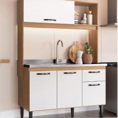 Cozinha Compacta 4 Portas 1 Gaveta 1 Nicho Katy Freijó-branco