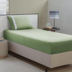 Lençol Malha Solteiro Liso C/ Elástico + 01 Porta Travesseiro - Textil