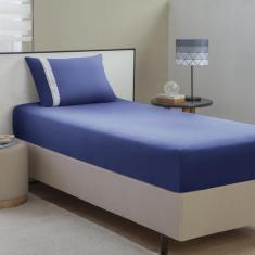 Lençol Malha Solteiro Liso C/ Elástico + 01 Porta Travesseiro - Textil