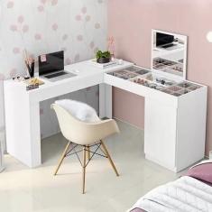 Escrivaninha canto mobler penteadeira star branco fosco