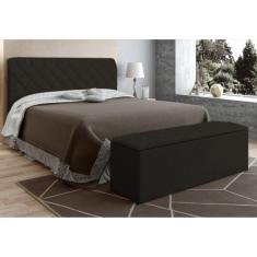 Cabeceira Baú Colchão Box De 160cm Paris Amassado Chocolate