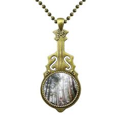 DIYthinker Colar de neblina florestal ciência natureza cenário colar antigo joia música pingente