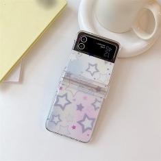 Estojo de telefone estrela bonito para Samsung Galaxy Z Flip 4 3 Z Flip3 Flip4 5G Capa com corrente Moda Capas transparentes de proteção com dobradiça, Estilo1, Para Z Flip 3