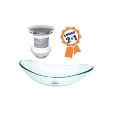 CUBA DE VIDRO OVAL 55CM JATEADO + VALVULA CLICK