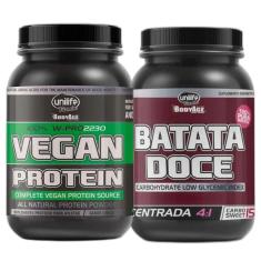 Whey Protein PROTEÍNA VEGANA 900g e Batata Doce em Pó Vegana 1kg