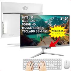 Computador Completo All In One Intel Core i5 21,5" Full HD 16GB HD 500GB 4 Núcleos Super Turbo Hdmi Teclado e Mouse Strong Tech