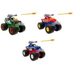 Carrinho Metal Machines Monster Wheels Brinquedo Infantil Com Luzes Sons e Lança Dardos