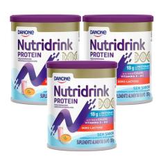 Nutridrink Protein Sem Sabor Zero Lactose 350g  Kit com três unidades