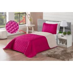 Colcha Cobre leito Solteiro Dupla-face 2 Peças Matelado com Viés Pink 