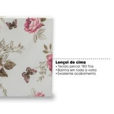 Lençol Solteirão/Viúvo Cima Bainha Estampado Percal 180 Fios - Bem Me 