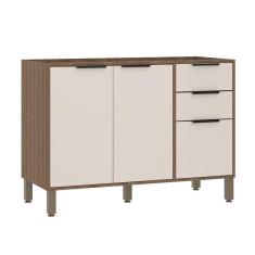 Balcão De Cozinha Para Pia 120cm 2 Portas E 3 Gavetas Sem Tampo Aspen Luciane Móveis Vanilla/beige