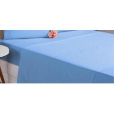 Lençol Para Cama Casal Queen Azul Algodão Sem Elástico  - BruceBaby Bo