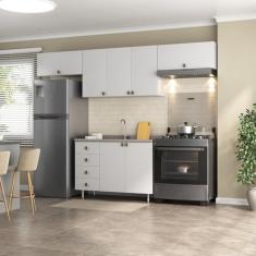 Cozinha Compacta 4 Peças 100% Mdf Bp 1 Balcão 3 Aereos Maranello Branco