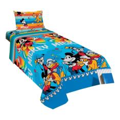 Jogo de Cama Infantil Lepper Mickey Solteiro 3 Peças Microfibra Azul