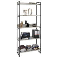Estante Livreiro Prisma Estilo Industrial 80cm 5 Prateleiras C08 Snow - Mpozenato