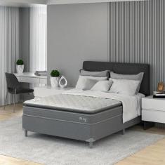 Cama Box com Colchão Casal Classic com Espuma D40 (66x138x188) Cinza -