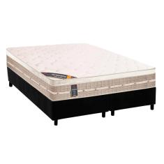 Cama Box Queen: Colchão Molas Castor Tecnopedic Premium + Base CRC Suede Black(158x198)