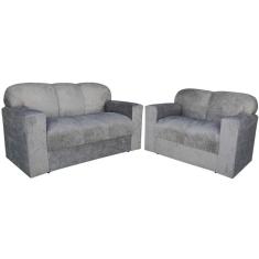 Conjunto Sofá 3 e 2 lugares Xaropinho Suede Cinza - AL Móveis