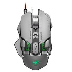 Mouse mecânico para jogos, iluminação RGB de 7 botões ajustável, até 6400 dpi página do mouse, adequado para laptops de casa e escritório (prata)