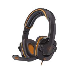 OEX Hs203 Headset USB Target, Controle de Volume no Cabo, Preto/ Laranja