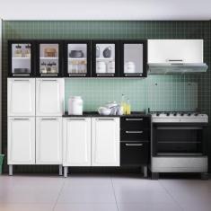 Cozinha Modulada Compacta em Aço 4 Peças 13 Portas 2 Gavetas Paneleiro