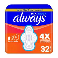 Always Seca, Absorvente com Abas, Tamanho P, 32 Unidades