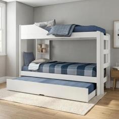 Treliche Solteiro com Cama Auxiliar, Prateleira e Proteção Antiqueda I