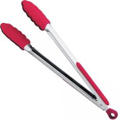 Pegador De Silicone Brinox Pinça para Churrasco Inox Pegador Vermelho