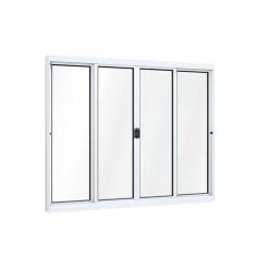 Janela de Aluminío de Correr 100x150cm 4 Folhas com Vidro Lucasa Ideale Branco