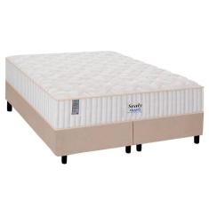 Cama Box King: Colchão Molas MasterPocket Ensacadas Sealy   Miami + Base CRC Suede Bege(193x203)