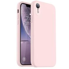 Vooii Capa compatível com iPhone XR, silicone líquido atualizado com [bordas planas] [proteção da câmera] [forro de microfibra macio antiarranhões] capa de celular para iPhone 10 XR 6,1 polegadas -
