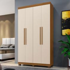 Guarda-Roupa Casal Viena 4 Portas 3 Gavetas Cinamomo/Off White - Panorama Móveis