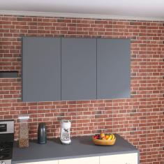 Armário Aéreo 3 Portas s/ Puxadores Preto Despensa Cozinha