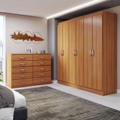 Guarda-Roupa Casal Aiden 6 Portas 2 Gavetas com Cômoda 10 Gavetas Cina