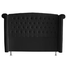 Cabeceira De Cama Box Luxo Casal 140 cm Suede Preto Eli Móveis - Eli M