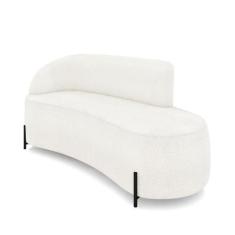 Sofá 3 Lugares Orgânico 180cm Pé Ferro Preto Morgan Bouclê Off White D