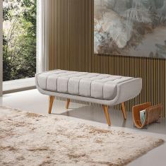 Recamier França 1,50m Com Base Madeira Linho Sofatec Palha