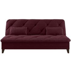 Sofá-cama 3 Lugares Linoforte Jamile Com Encosto Reclinável Em Tecido Suede 188cm De Largura Vermelho Carmim